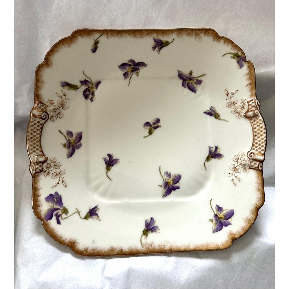 Charles Field Haviland Limoges Square Porcelain Cakeplate Violets